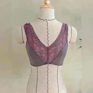 Cosabella Floral Lace Bralette in Purple Gray | Size XS | Micromodal Rayon